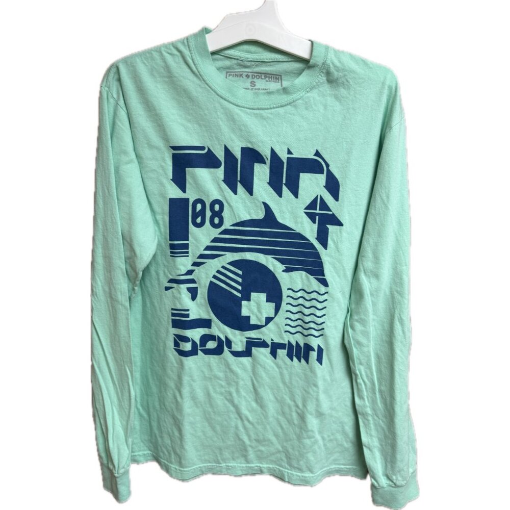 Pink Dolphin Logo Adult Men Long sleeve T-Shirt Seafoam Green 08 logo SMALL